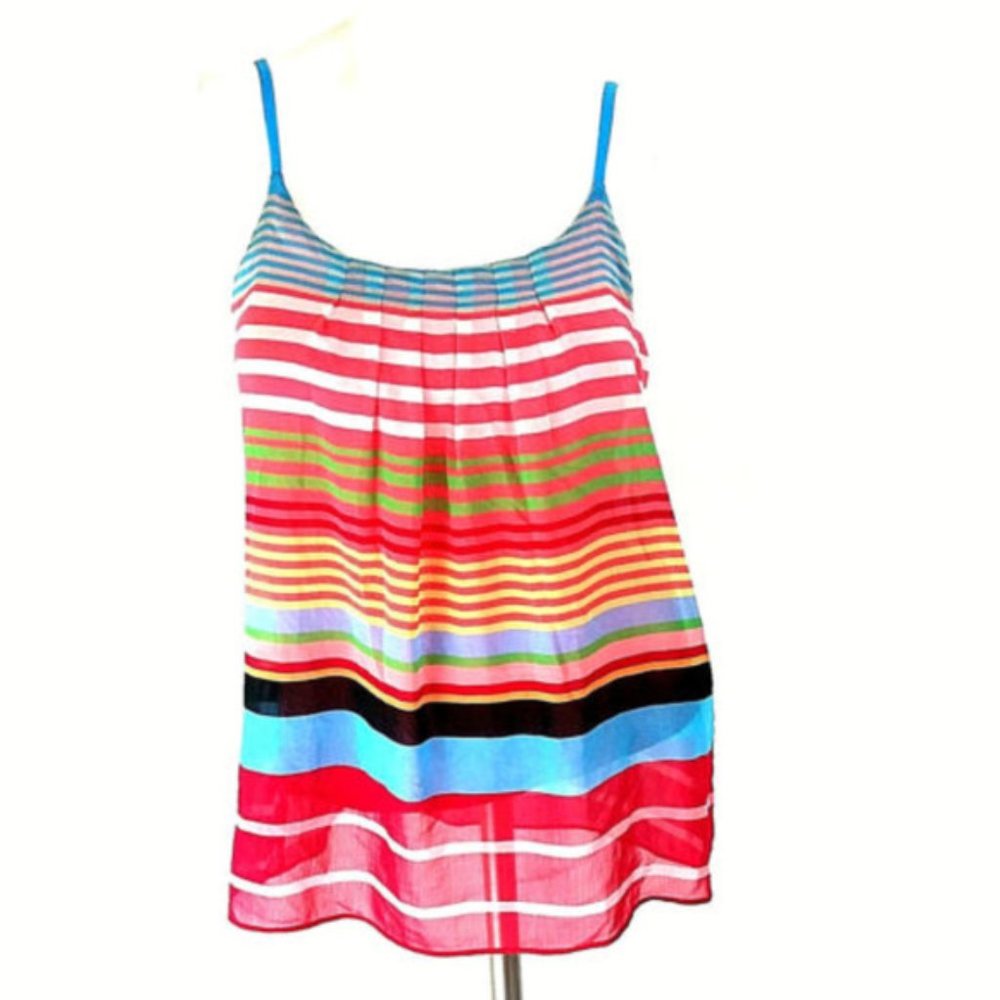 NY & Co. Striped Chiffon Bra Support Camisole Top